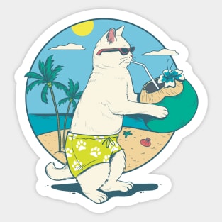 Beach Life Cat in Beach Sticker
